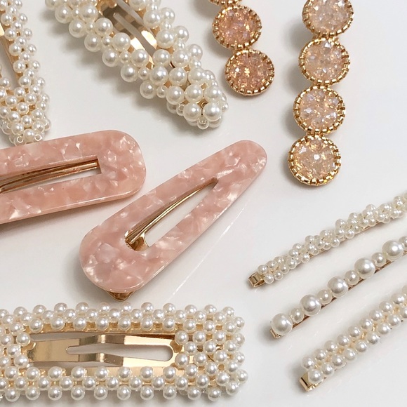 Pearl Acrylic Hair Barrette Clips Hair Accessories - Picture 3 of 9